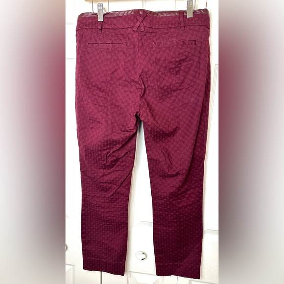 Anthro CARTONNIER Charlie Ankle Pants Burgundy Maroon Red Wine Textured Leather - Picture 7 of 12